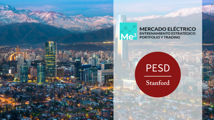 PESD and Me3 logos over Santiago skyline