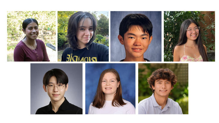 headshots of seven students