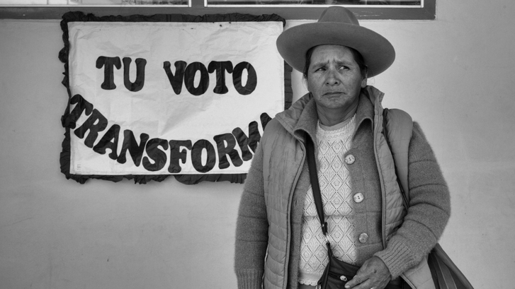 Woman at a polling station in Peru.