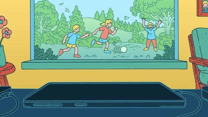 Illustration of children playing outdoors