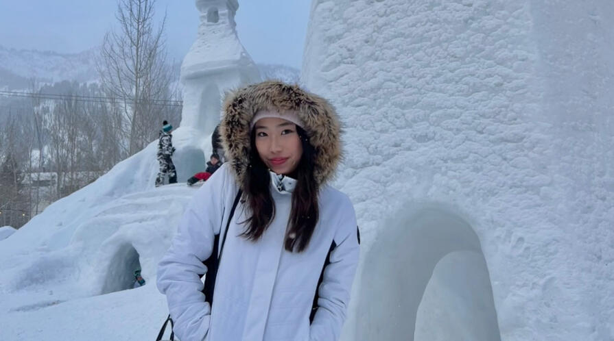 a person standing in the snow