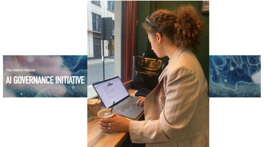 Malou van Draanen Glismann working at a laptop in London