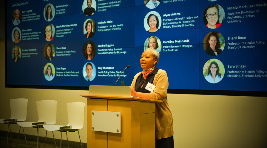 Stanford Health Policy's Alyce Adams addresses AI conference