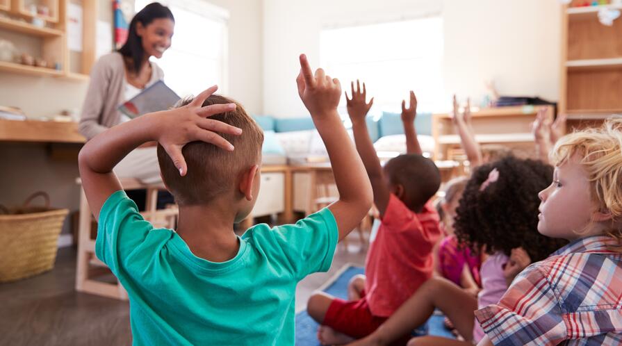 A teacher with preschool kids