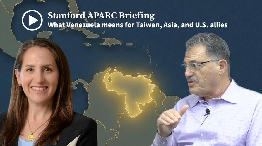 Oriana Skylar Mastro (left), Map of Venezuela (center), and Larry Diamond (right)