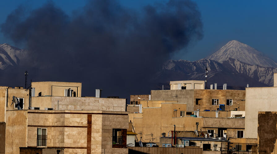 Smoke rises over buildings on March 3, 2026, in Tehran, Iran.