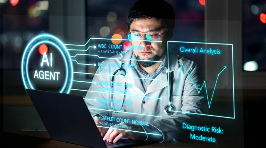 A photo illustration of an AI Agent for healthcare