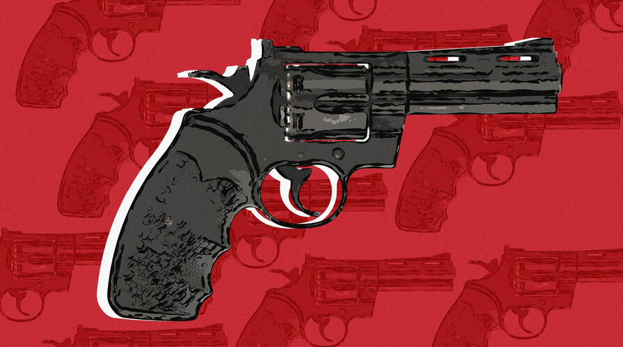 Illustration of a gun on red background