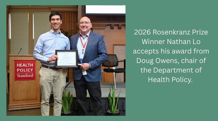 Nathan Lo accepts 2026 Rosenkranz Prize from Doug Owens
