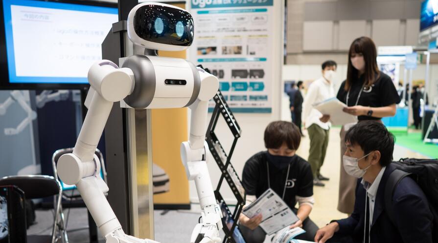 A service robot is displayed during the Japan Robot Week 2022 event, in Tokyo, Japan.