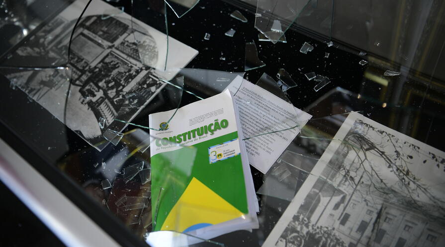 Property damage to the National Congress building, invaded January 8, 2023, by Bolsonaro supporters.