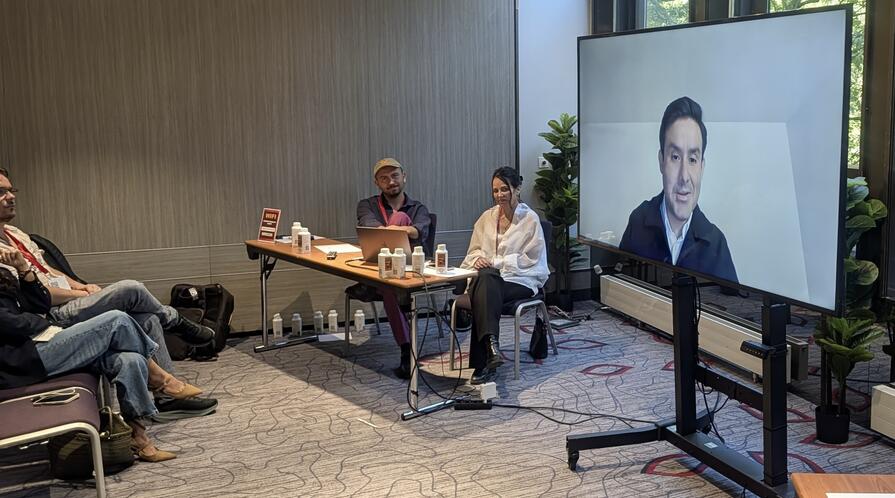 Hector Fuentes presented at LASA via Zoom as Beatriz Magaloni and Kim Juarez looked on.