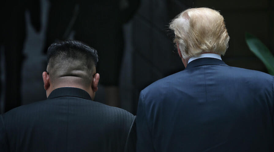Trump and Kim with Backs to Camera