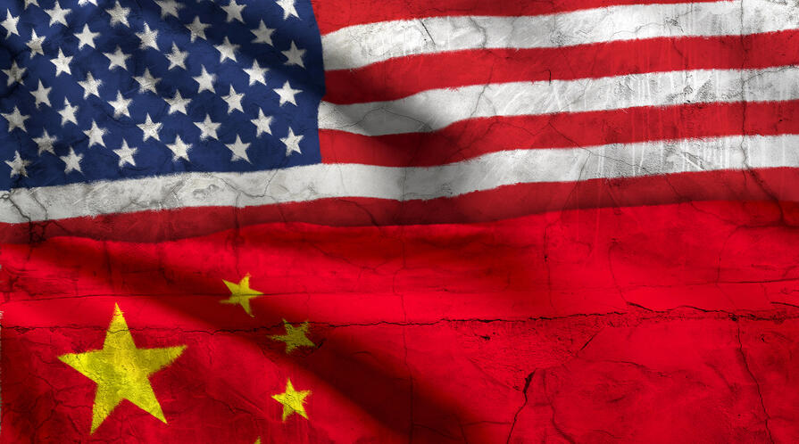 US & China Flags.