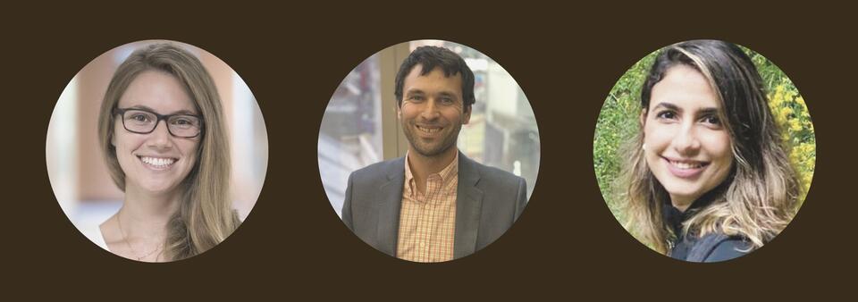 Postdoctoral Scholars Leah Rosenzweig, Nathan Grubman, and Salma Mousa